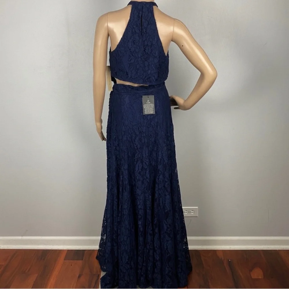 NEW REFORMATION NAVY LACE CROP TOP & WRAP SKIRT TWO-PIECE SET - Picture 7 of 8